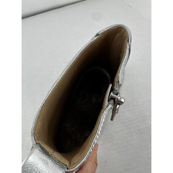 Coach Ankle Noah Bootie Sz 9.5 Silver Metallic Leather Almond Toe Amputee Left - Picture 10 of 15